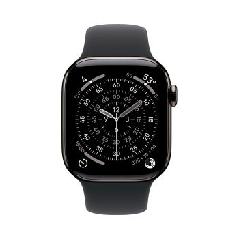 Apple Watch Series 11, 42 mm, Slate Titanium GPS+Cellular, Black Sport Band M/L
